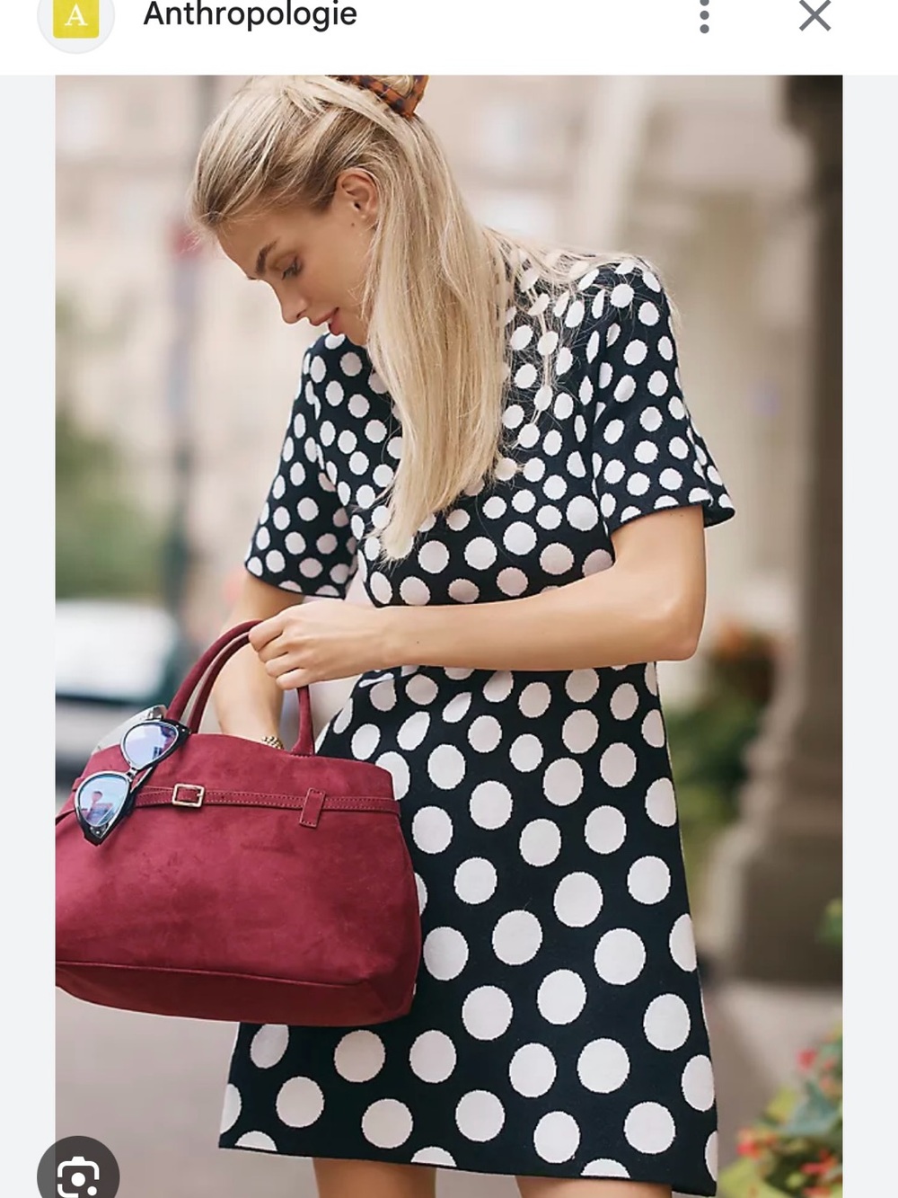 Anthropologie Black & White Polka Dot Short-Sleeve A-Line Dress, XS, New w Tags